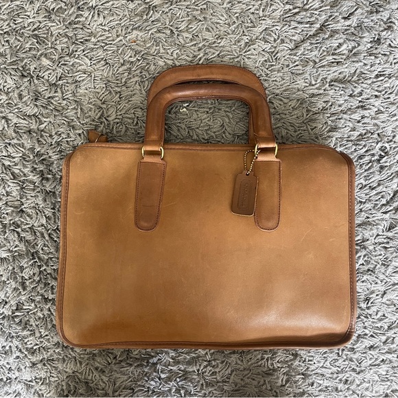 Vintage coach tan leather Handle Slim Satchel Bag